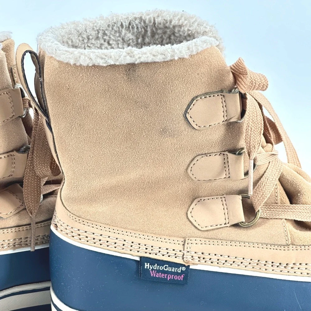 Skechers Outdoor Duck Boots‎ Womens 7.5 Tan Navy Waterproof Thinsulate
